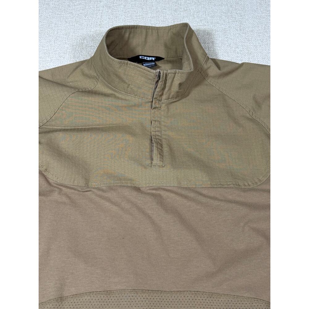 CQR Men Tan XL 1/4 Zip Long Sleeve Tactical Pullover Performance Outdoor Wear - Picture 9 of 9